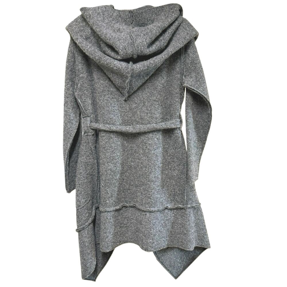 Caramel UK Gray Wool Cardigan Sweater Size Medium Large Long Asymmetric Luxury - Picture 2 of 6